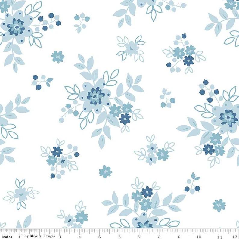 Wide Back Simply Country Blue Floral- 3 yard cut